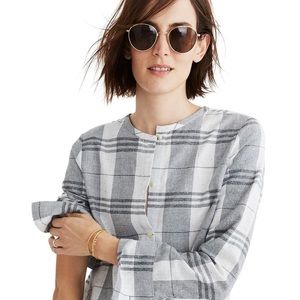 Madewell Plaid Collarless Button-Down Shirt